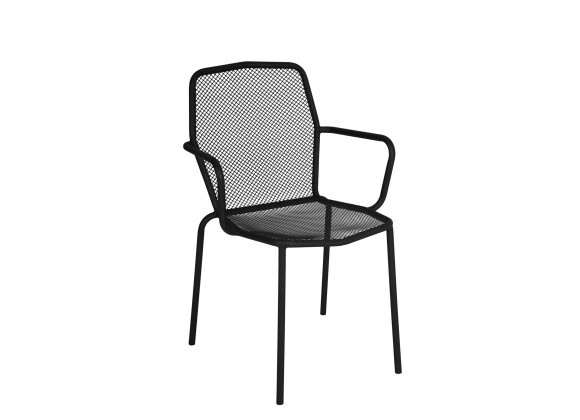 Avalon Stacking Armchair - E-coated, Powder Coated Micro-Mesh Steel - Black