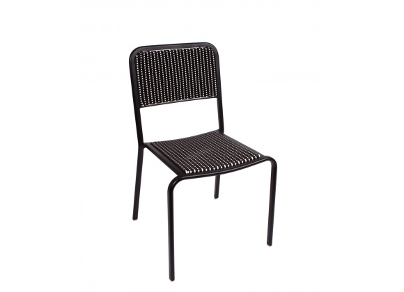 Rio Stacking Aluminum Side Chair Mocha Synthetic Wicker - Black Frame