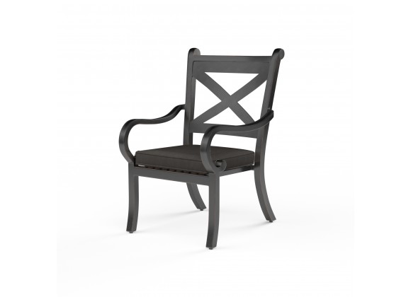 Monterey Swivel Dining Chair in Spectrum Carbon w/ Self Welt - Front Side Angle