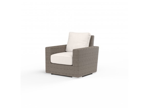 Coronado Club Chair in Canvas Natural w/ Self Welt - Front Side Angle