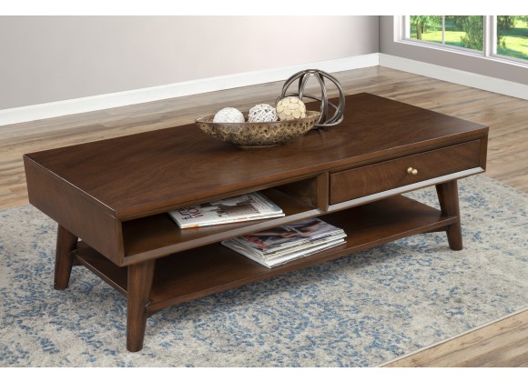 Alpine Furniture Flynn Coffee Table, Walnut - Lifestyle