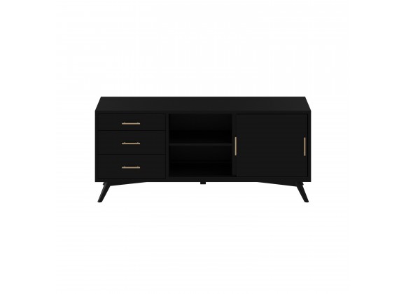 Alpine Furniture Flynn Large TV Console, Black - Front Angle