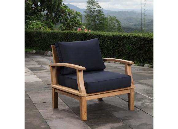 Modway Marina Outdoor Patio Teak Armchair in Natural Gray - Lifestyle