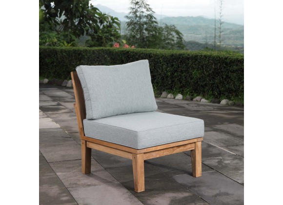 Modway Marina Armless Outdoor Patio Teak Sofa - Natural Gray - Lifestyle
