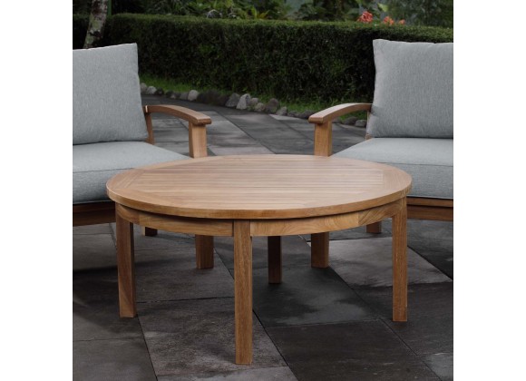 Modway Marina Outdoor Patio Teak Round Coffee Table - Natural - Lifestyle