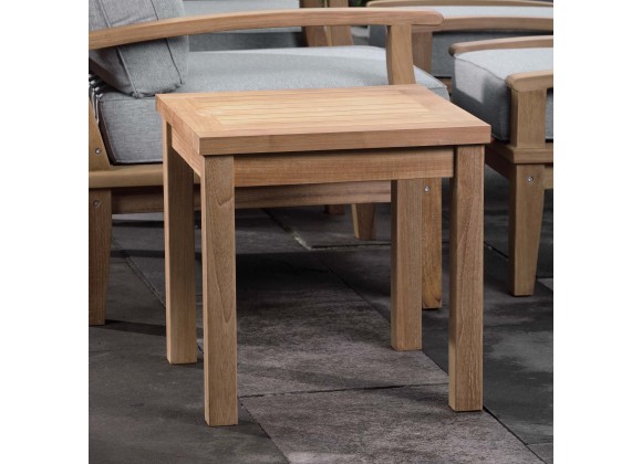 Modway Marina Outdoor Patio Teak Side Table - Natural - Lifestyle