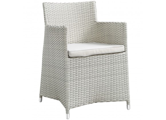 Modway Junction Dining Outdoor Patio Armchair in Gray White - Front Side Angle