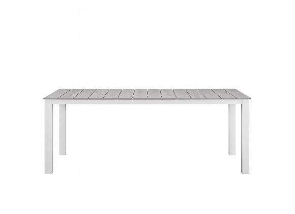 Modway Maine 80" Outdoor Patio Dining Table in White Light Gray - Front Angle
