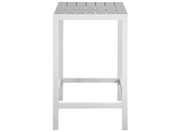 Modway Maine Outdoor Patio Bar Table in White Light Gray - Front Angle