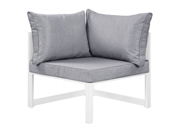 Modway Fortuna Corner Outdoor Patio Armchair in White Gray - Front Angle