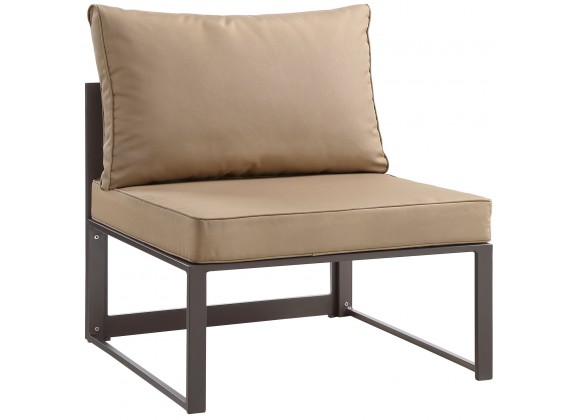 Modway Fortuna Armless Outdoor Patio Chair - Brown Mocha - Front Side Angle