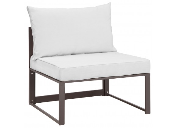 Modway Fortuna Armless Outdoor Patio Chair - Brown White - Front Side Angle