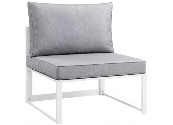 Modway Fortuna Armless Outdoor Patio Chair - White Gray - Front Side Angle