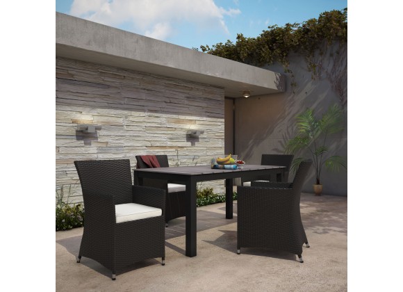 Modway Junction 5 Piece Outdoor Patio Dining Set in Brown White - Lifestyle