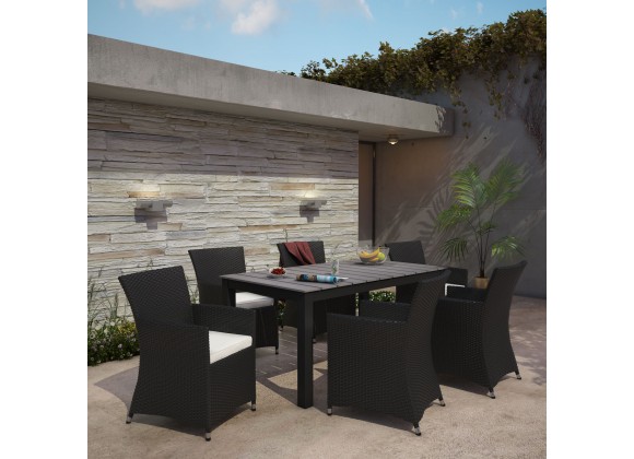 Modway Junction 7 Piece Outdoor Patio Dining Set in Brown White - Lifestyle