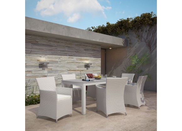 Modway Junction 7 Piece Outdoor Patio Dining Set in Gray White - Lifestyle