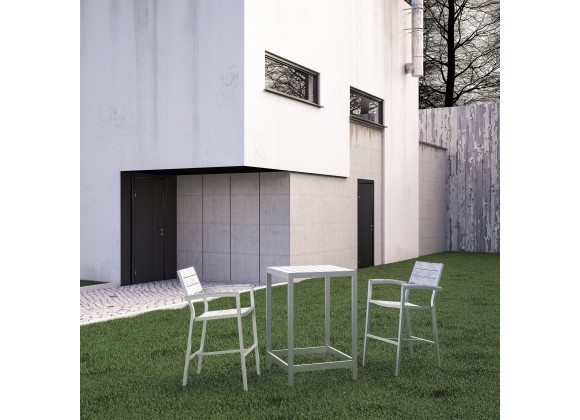 Modway Maine 3 Piece Outdoor Patio Dining Set in White Light Gray - Lifestyle