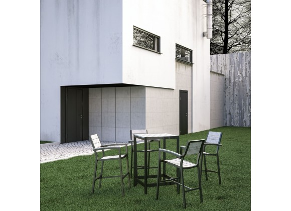 Modway Maine 5 Piece Outdoor Patio Bar Set in Brown Gray - Lifestyle