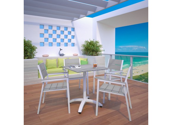Modway Maine 5 Piece Outdoor Patio Dining Set in White Light Gray - Lifestyle