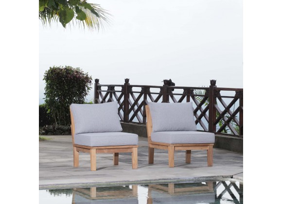 Modway Marina 2 Piece Outdoor Patio Teak Set in Natural Gray - Lifestyle