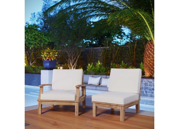 Modway Marina 2 Piece Outdoor Patio Teak Set in Natural White - Lifestyle