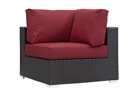 Modway Convene Outdoor Patio Corner in Espresso Red - Front Side Angle