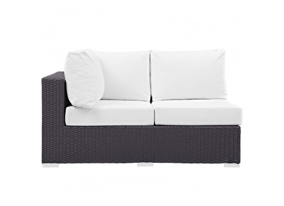 Modway Convene Outdoor Patio Left Arm Loveseat - Espresso White - Front Angle