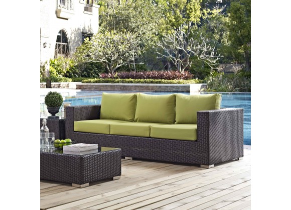Modway Convene Outdoor Patio Sofa in Espresso Peridot - Lifestyle