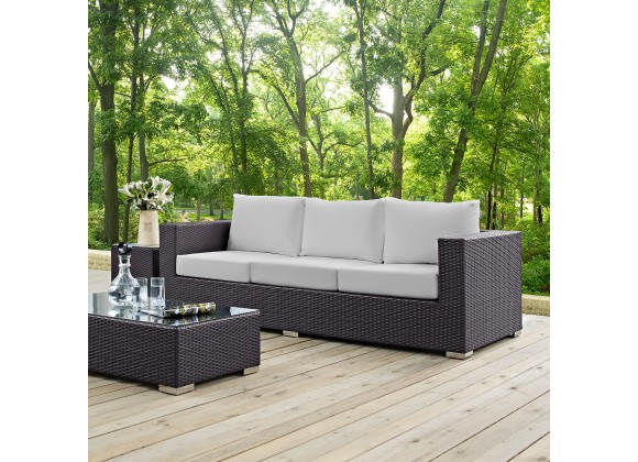 Modway Convene Outdoor Patio Sofa in Espresso White - Lifestyle