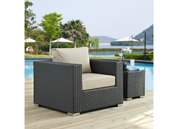 Modway Sojourn Outdoor Patio Sunbrella® Armchair in Canvas Antique Beige - Lifestyle