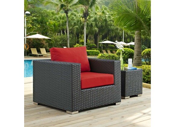 Modway Sojourn Outdoor Patio Sunbrella® Armchair in Canvas Red - Lifestyle