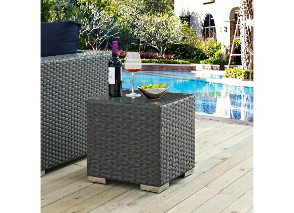 Modway Sojourn Outdoor Patio Side Table - Chocolate - Lifestyle