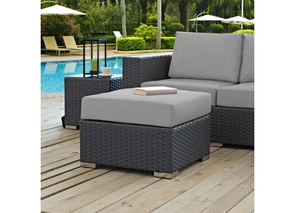 Modway Sojourn Outdoor Patio Sunbrella® Ottoman in Canvas Gray - Lifestyle