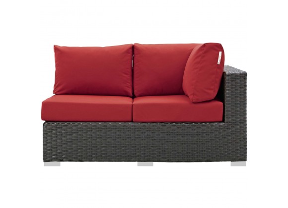 Modway Sojourn Outdoor Patio Sunbrella® Right Arm Loveseat - Canvas Red - Front Angle