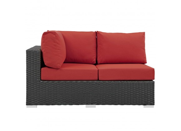 Modway Sojourn Outdoor Patio Sunbrella® Left Arm Loveseat - Canvas Red in Front Angle