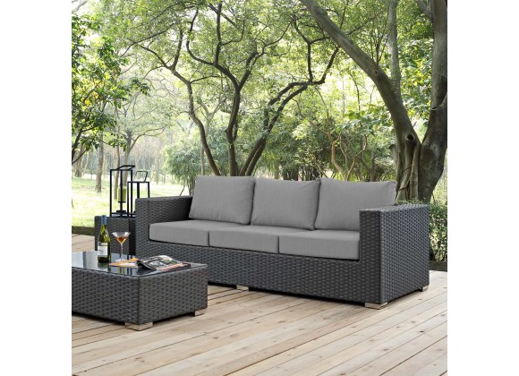 Modway Sojourn Outdoor Patio Sunbrella® Sofa in Canvas Gray - Lifestyle