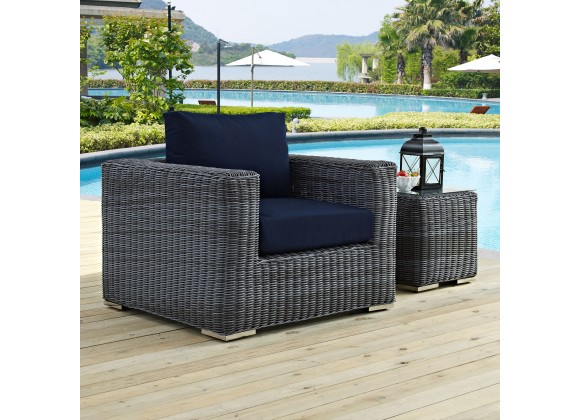 Modway Summon Outdoor Patio Fabric Sunbrella® Armchair - Canvas Navy - Lifestyle