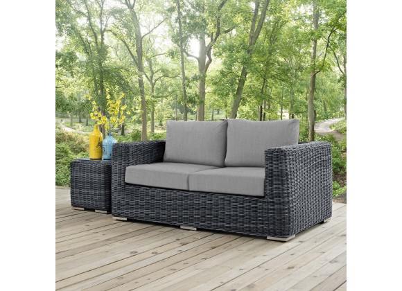 Modway Summon Outdoor Patio Sunbrella® Loveseat in Canvas Gray - Lifestyle