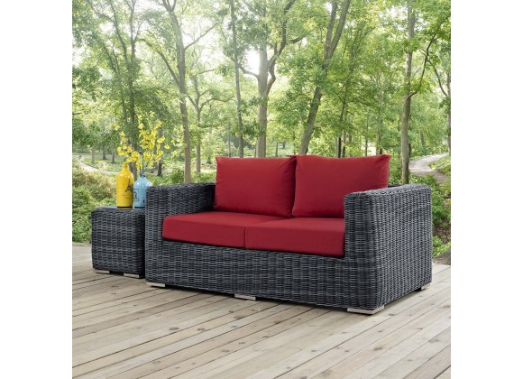 Modway Summon Outdoor Patio Sunbrella® Loveseat in Canvas Red - Lifestyle