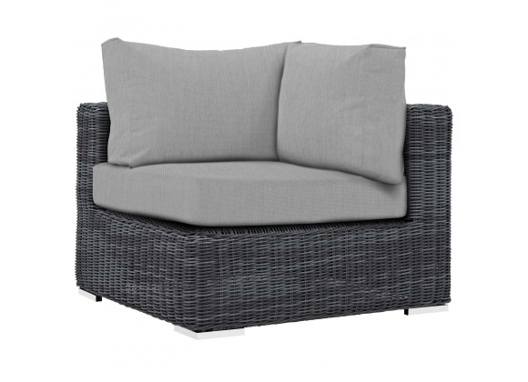Modway Summon Outdoor Patio Sunbrella® Corner in Canvas Gray - Front Side Angle
