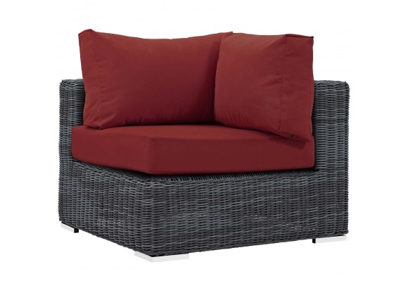 Modway Summon Outdoor Patio Sunbrella® Corner in Canvas Red - Front Angle