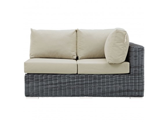 Modway Summon Outdoor Patio Sunbrella® Loveseat in Left Arm - Canvas Gray - Front Angle