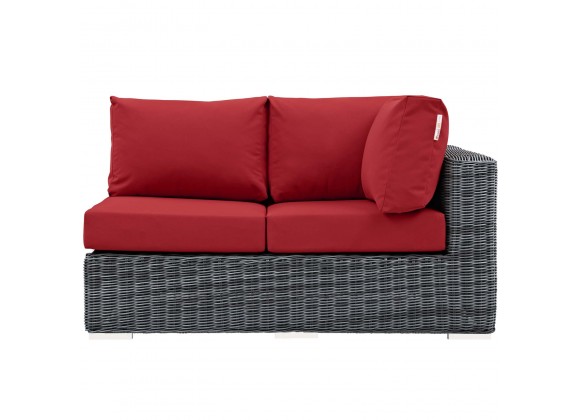 Modway Summon Outdoor Patio Sunbrella® Right Arm Loveseat in Canvas Red - Front Angle