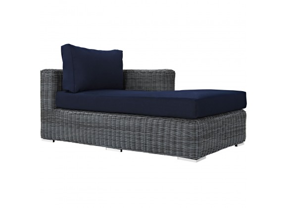 Modway Summon Outdoor Patio Sunbrella® Right Arm Chaise - Canvas Navy - Front Side Angle