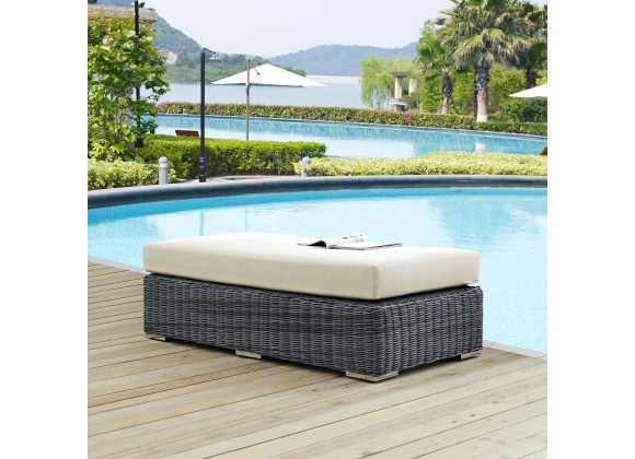 Modway Summon Outdoor Patio Sunbrella® Rectangle Ottoman in Canvas Antique Beige - Lifestyle