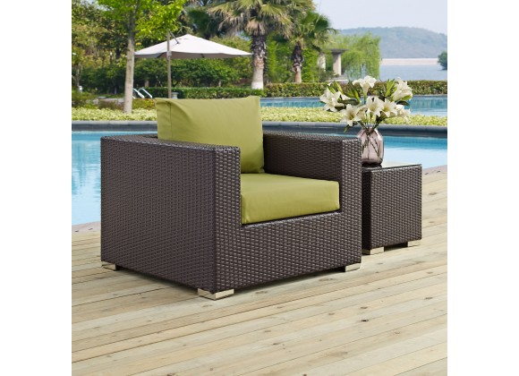 Modway Convene Outdoor Patio Armchair in Espresso Peridot - Lifestyle