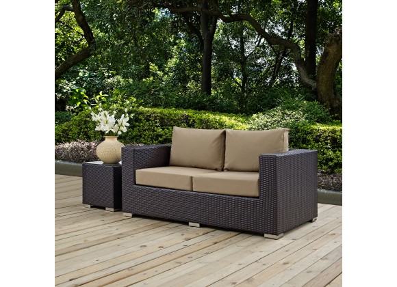 Modway Convene Outdoor Patio Loveseat in Espresso Mocha - Lifestyle