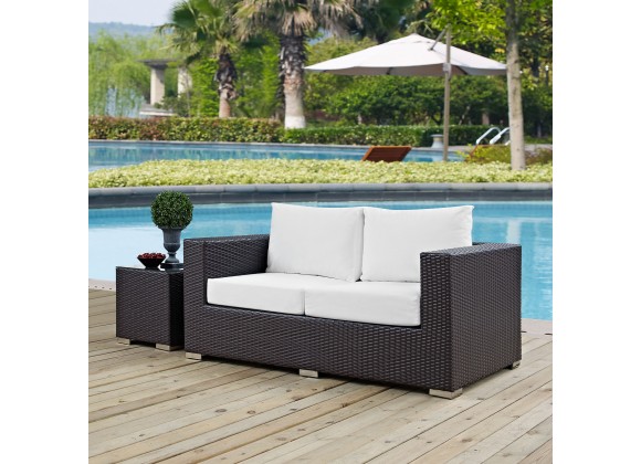 Modway Convene Outdoor Patio Loveseat in Espresso White - Lifestyle
