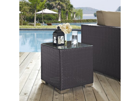 Modway Convene Outdoor Patio Side Table - Espresso - Lifestyle