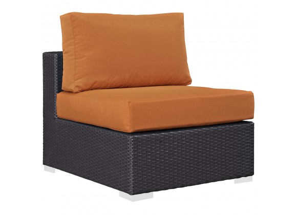 Modway Convene Outdoor Patio Armless in Espresso Orange - Front Side Angle